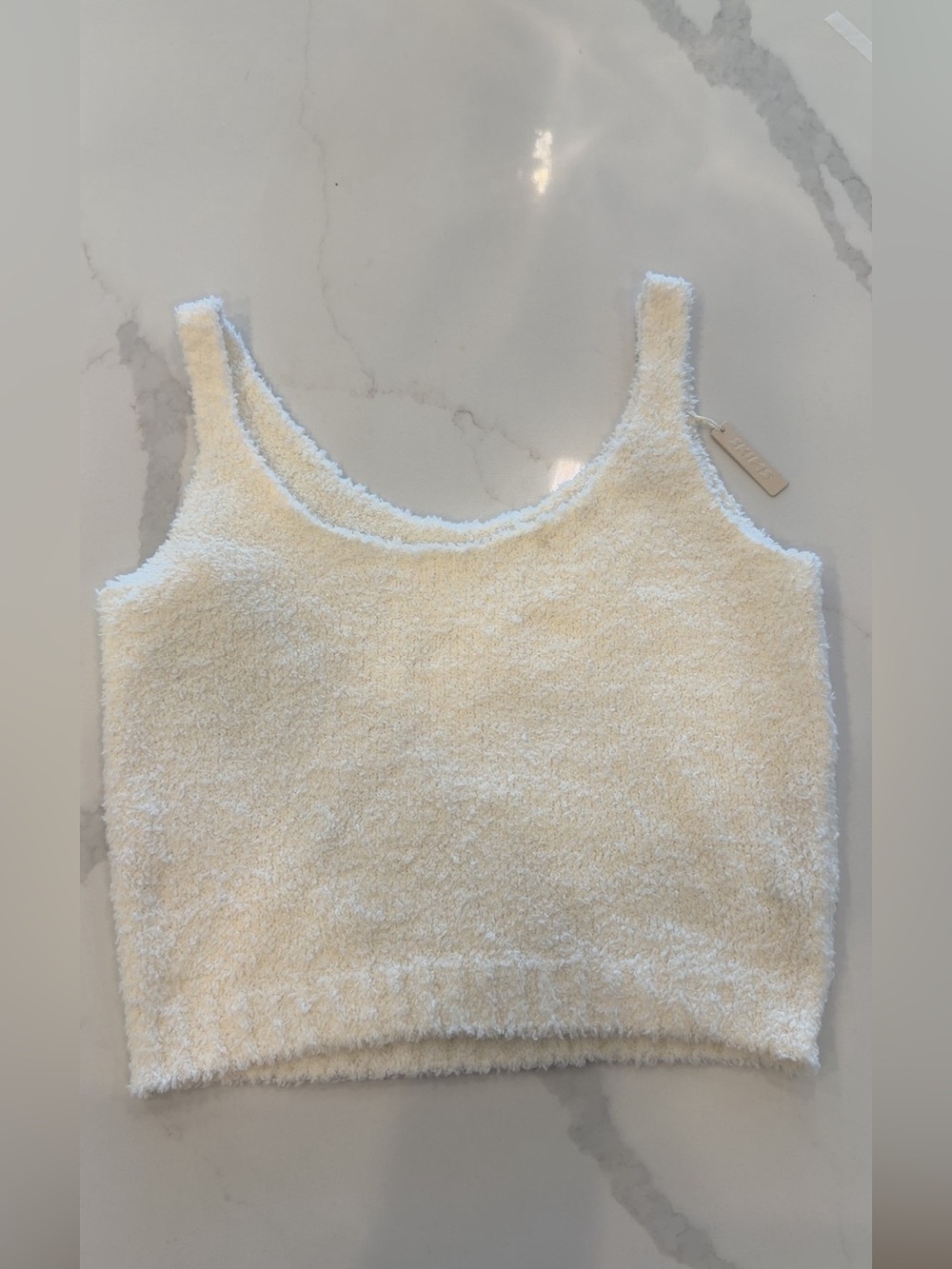 SKIMS Cozy Knit Cropped Tank Ivory Cream Fuzzy Lounge Top 4X 5X Plus Size